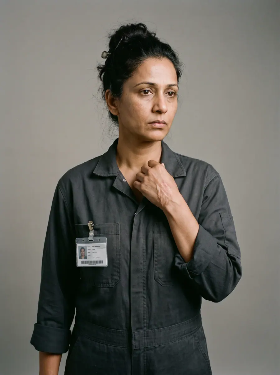 Character reference portrait of a fictional reactor technician